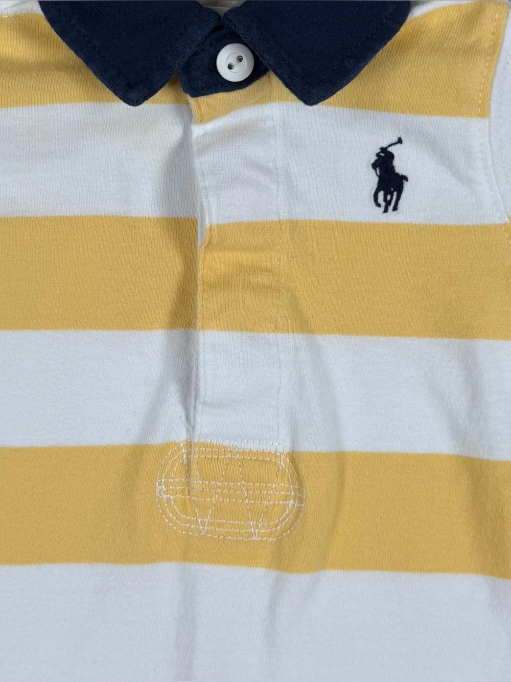 RALPH LAUREN Striped Cotton Polo One Piece Romper- 6M